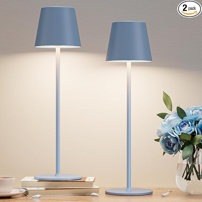 Kakanuo Cordless Table Lamp Rechargeable Blue - KK 2 Pack 5000mAH Battery Operated Lamp for Dinin... | Amazon (US)