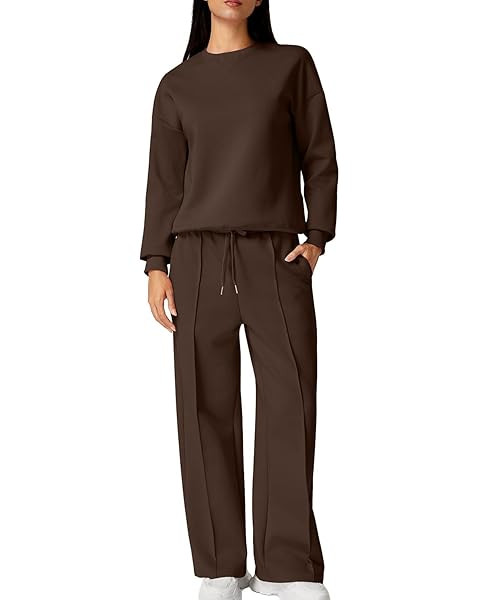 SUUKSESS Women Modal Fall 2 piece outfits Oversized Sweatshirt Wide Leg Pants | Amazon (US)