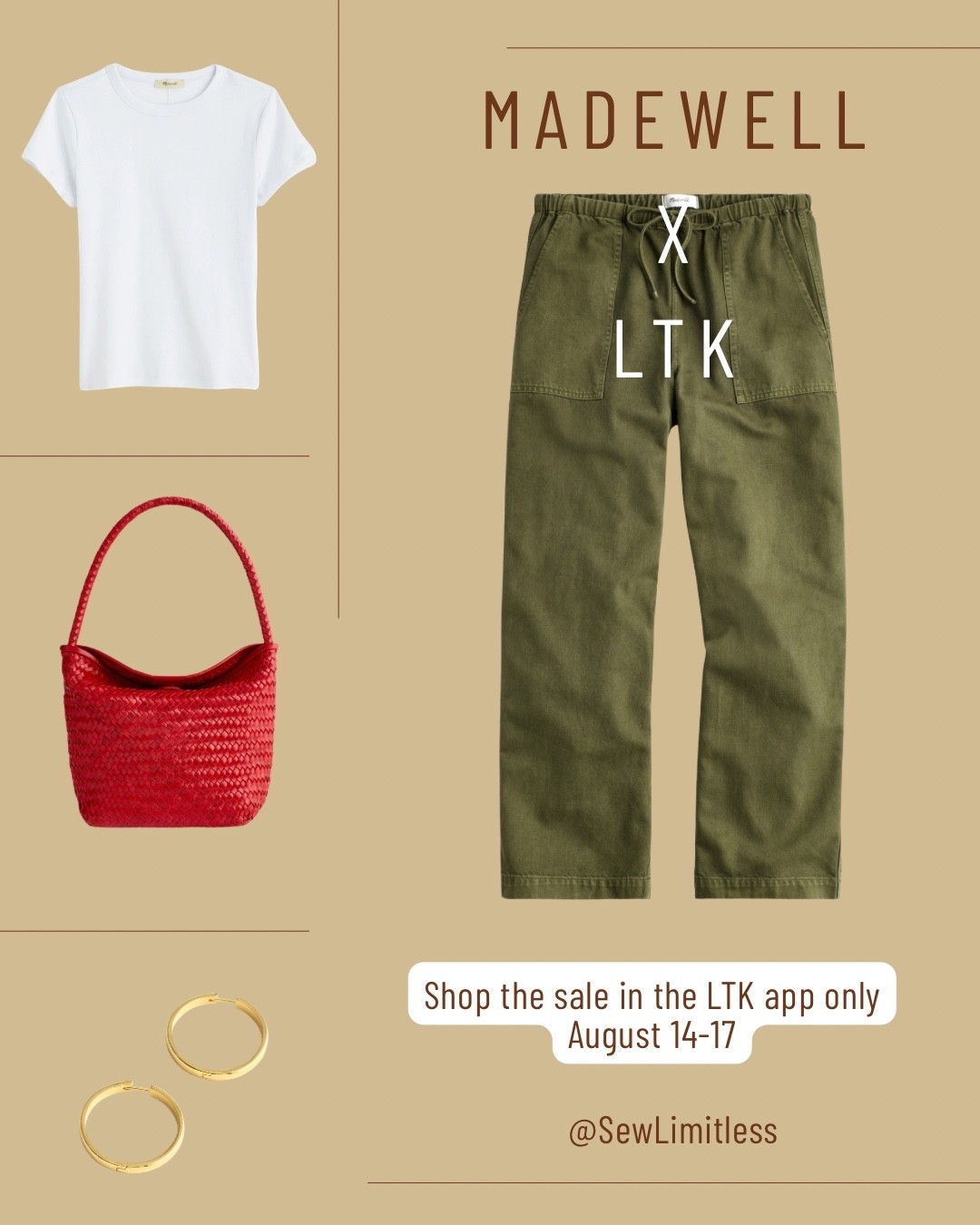 The LTK x Madewell sale continues in the LTK app. US only. These olive green pants with a white tee, red bag (for a pop of color), and gold hoops are the perfect casual outfit.

#LTKxMadewell #LTKSaleAlert #LTKOver40