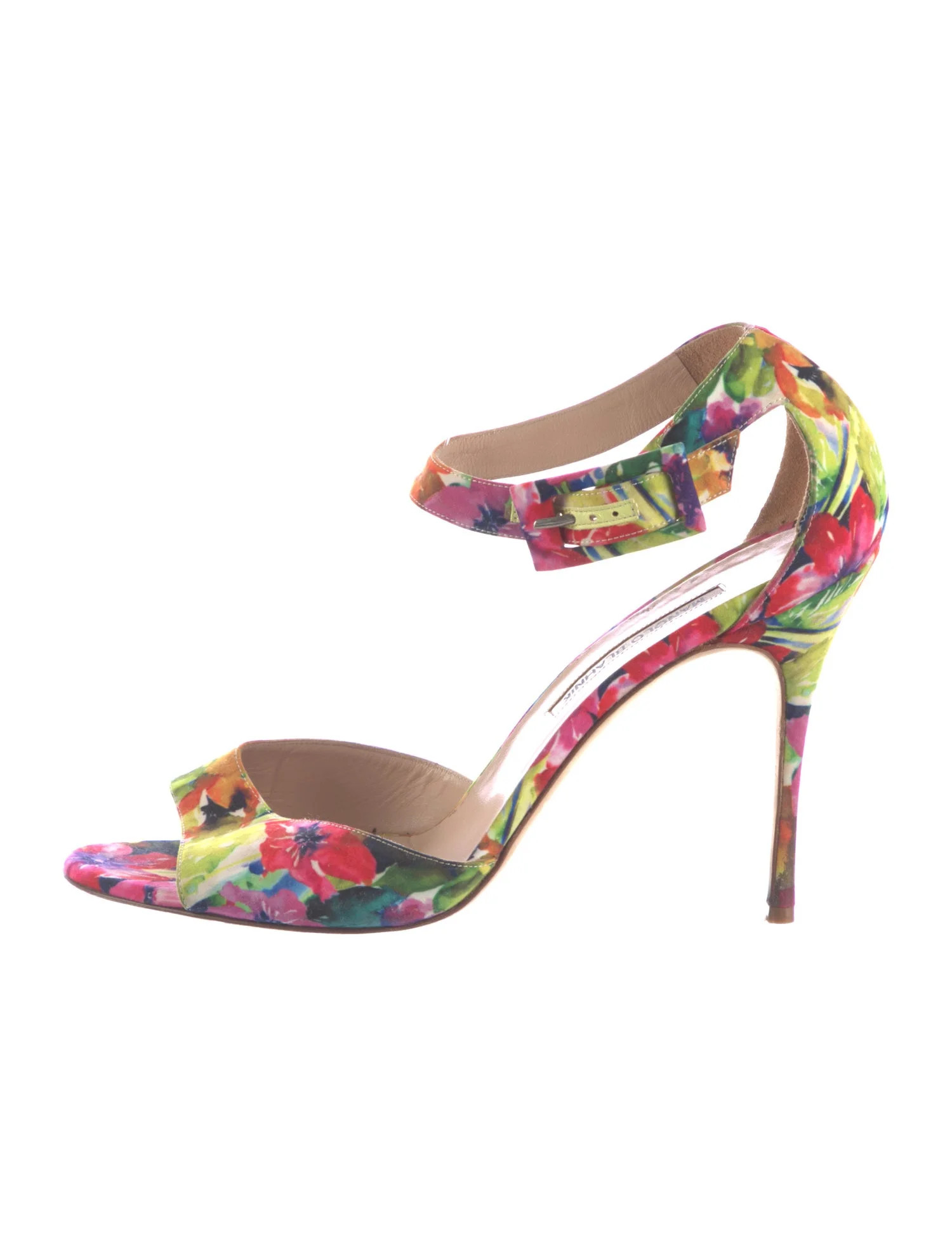 Satin Floral Print Sandals | The RealReal