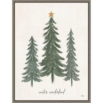 Amanti Art Woodland Christmas Trees by Veronique Charron Canvas Wall Art Print Framed 23 x 30-in. | Target