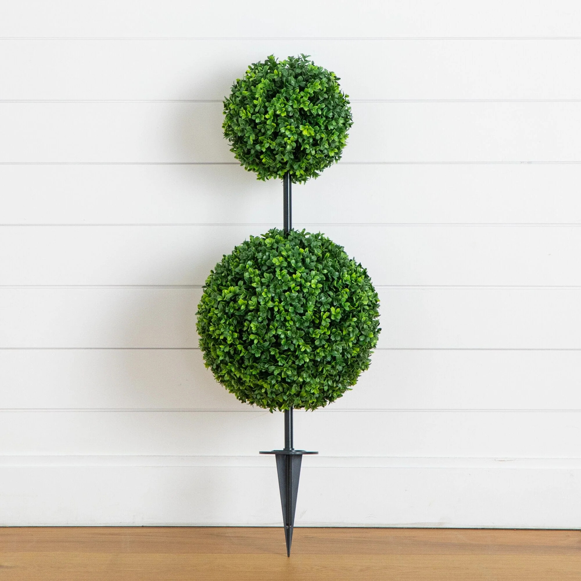 3' UV Resistant Artificial Boxwood Topiary with Integrated Ground Stak | Nearly Natural