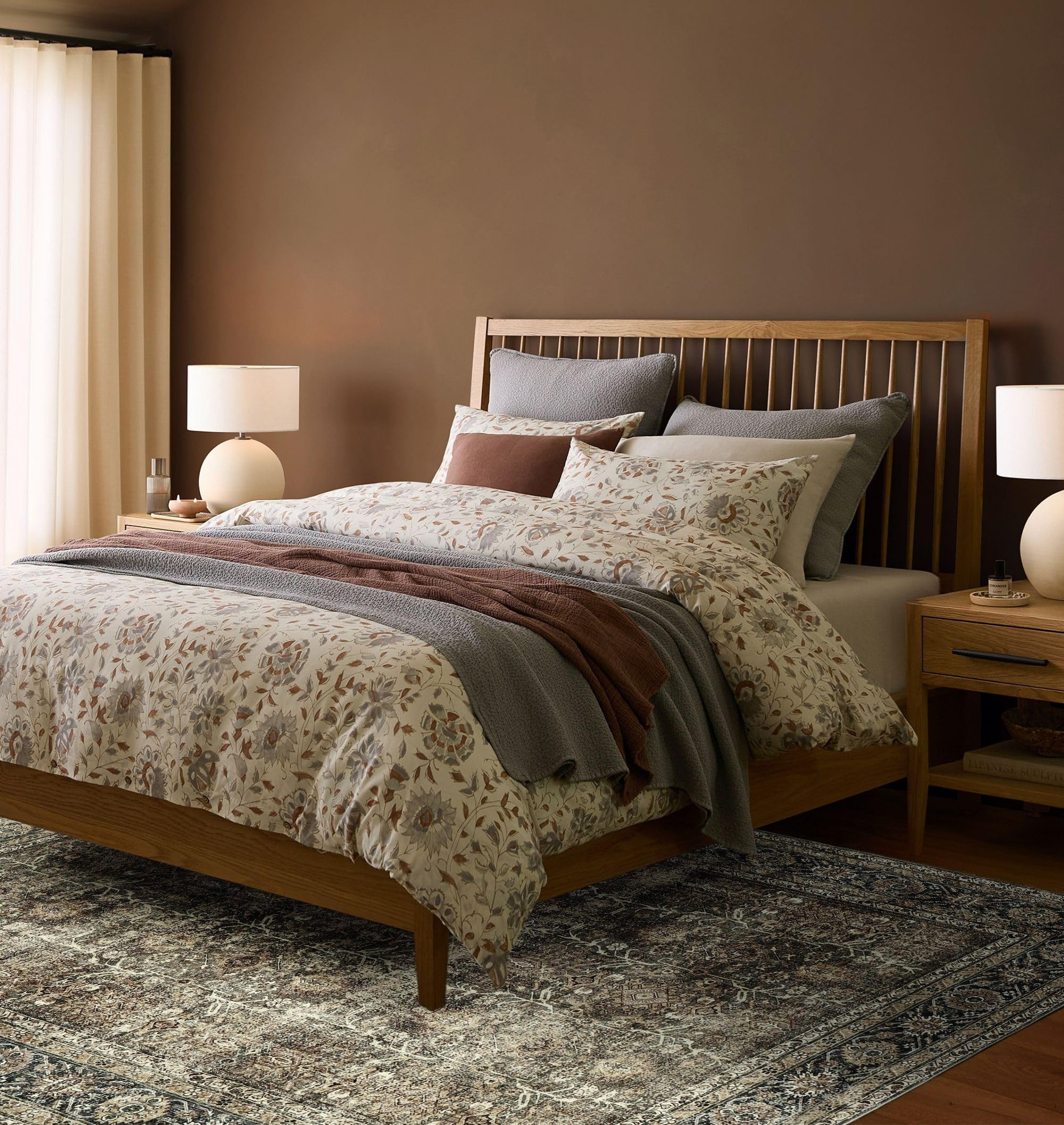 Vintage Area Rug 6x9 Brown Washable Living Room Large Carpet Non Slip Bedroom Indoor Office Low P... | Amazon (US)