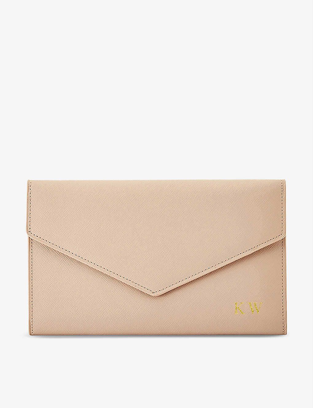 H A DESIGNS Personalised leather travel envelope | Selfridges