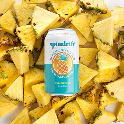 Spindrift Sparkling Water, Pineapple Flavored, Made With Real Squeezed Fruit, 12 Fl Oz Cans, Pack Of | Amazon (US)