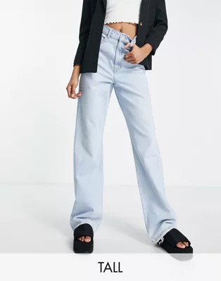 Dr Denim Tall Echo sky high wide leg jeans in light wash blue | ASOS (Global)