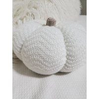 Handmade White Chevron Sweater Pumpkin Pillow With Beige Stem From Repurposed | Etsy (US)