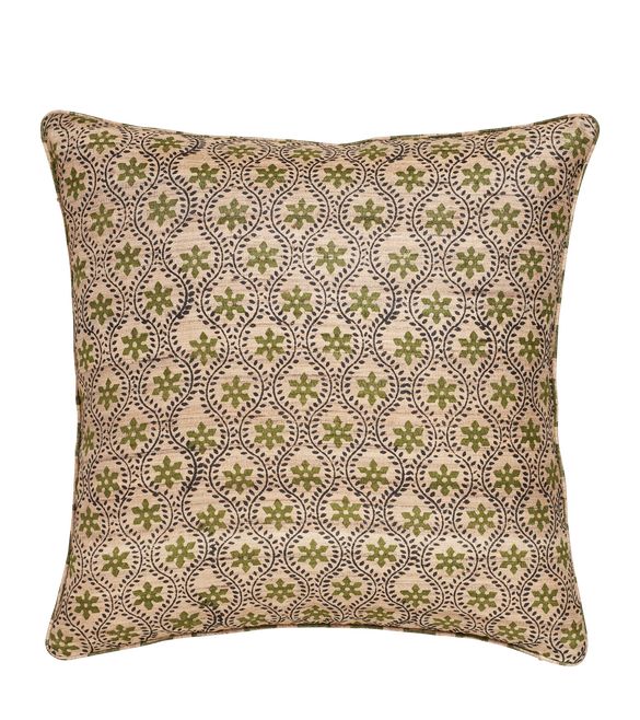 Cyma Pillow Cover - Green / Natural | OKA US