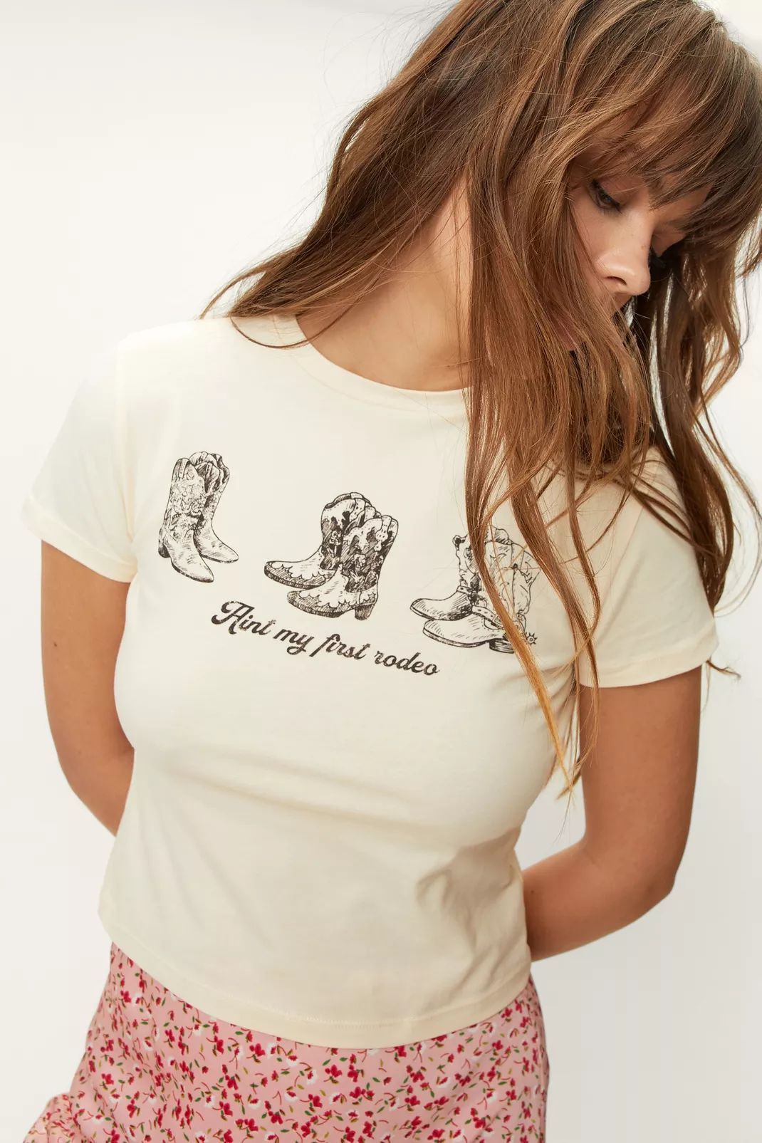 Cowboy Boot Cropped Fitted Graphic T-Shirt | NastyGal (UK, IE)