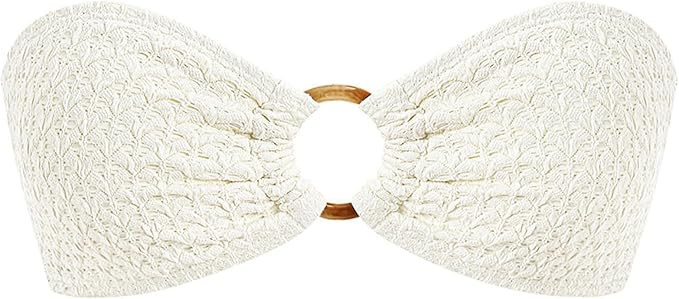 ZAFUL Women's Bandeau Bikini Top Strapless Swimsuit Top O Ring Tie Back Bathing Suit Tops Tube To... | Amazon (US)