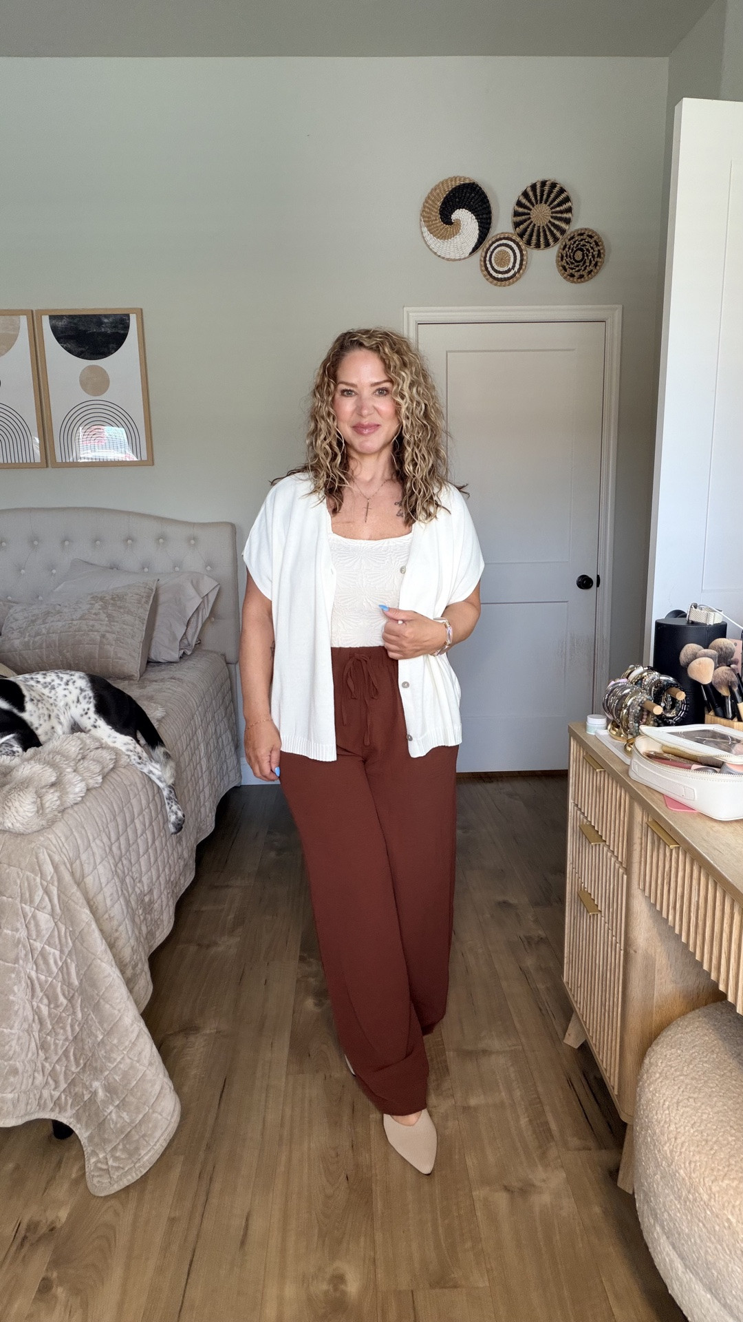 Size large in everything except the cream cardigan is a medium. Shoes tts

#LTKPetite #LTKMidsize #LTKOver40