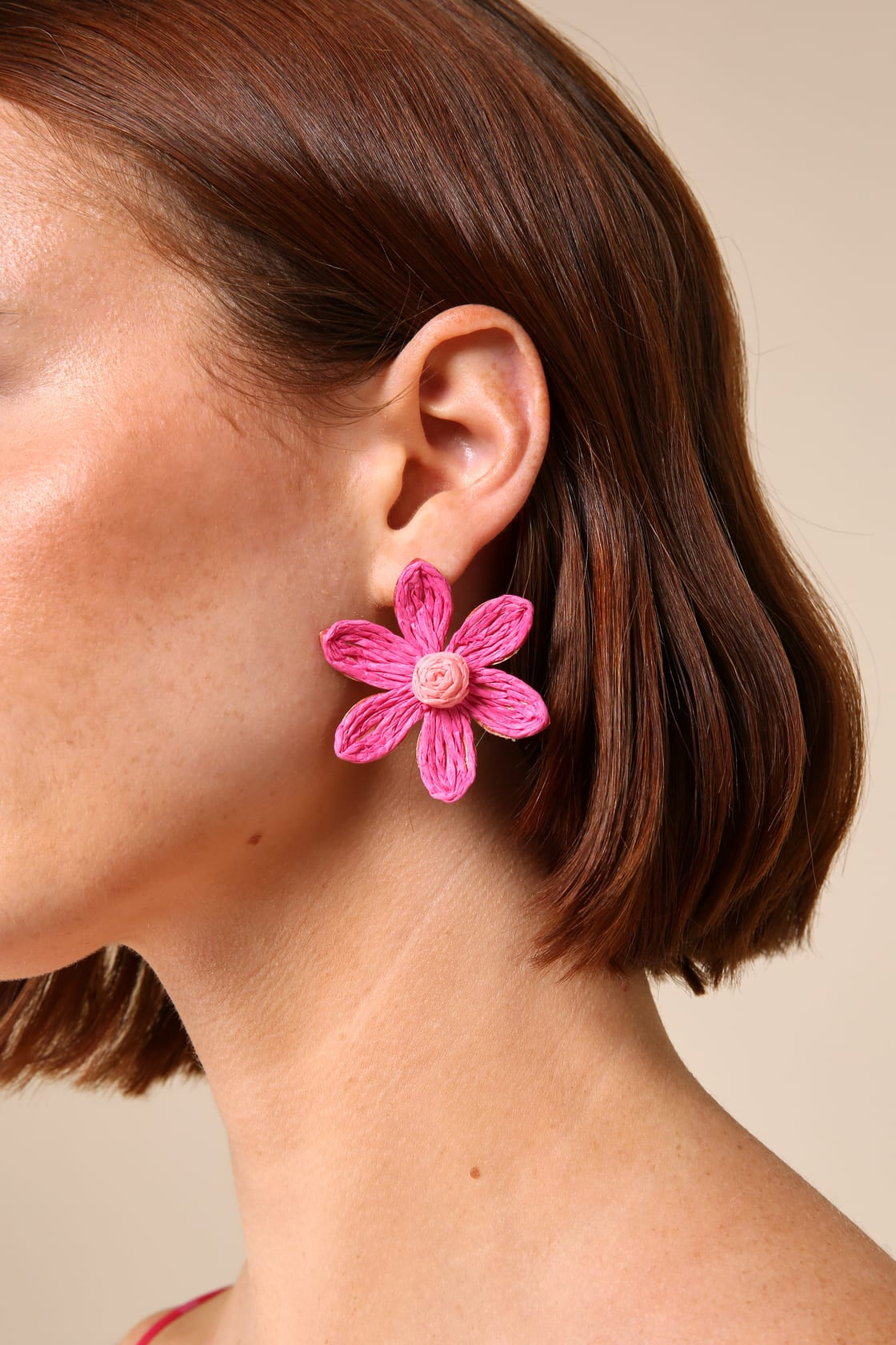Flourishing Excellence Pink Raffia Flower Statement Earrings | Lulus