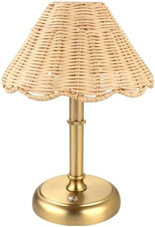 Mini Cordless Boho Rattan Table lamp, 5200-mAh Rechargeable Battery, 3-Level Brightness Dimmable,... | Amazon (US)