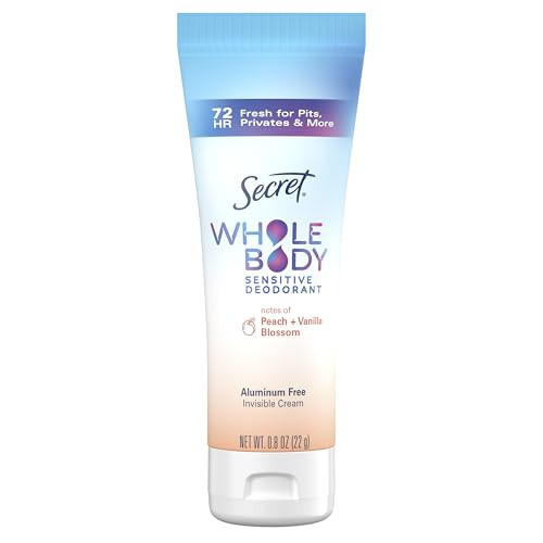 Secret Whole Body Deodorant Cream for Women, Travel Size, Peach & Vanilla Blossom Scent, Aluminum Free Deodorant, 72 HR Odor Protection, 0.8 oz | Amazon (US)