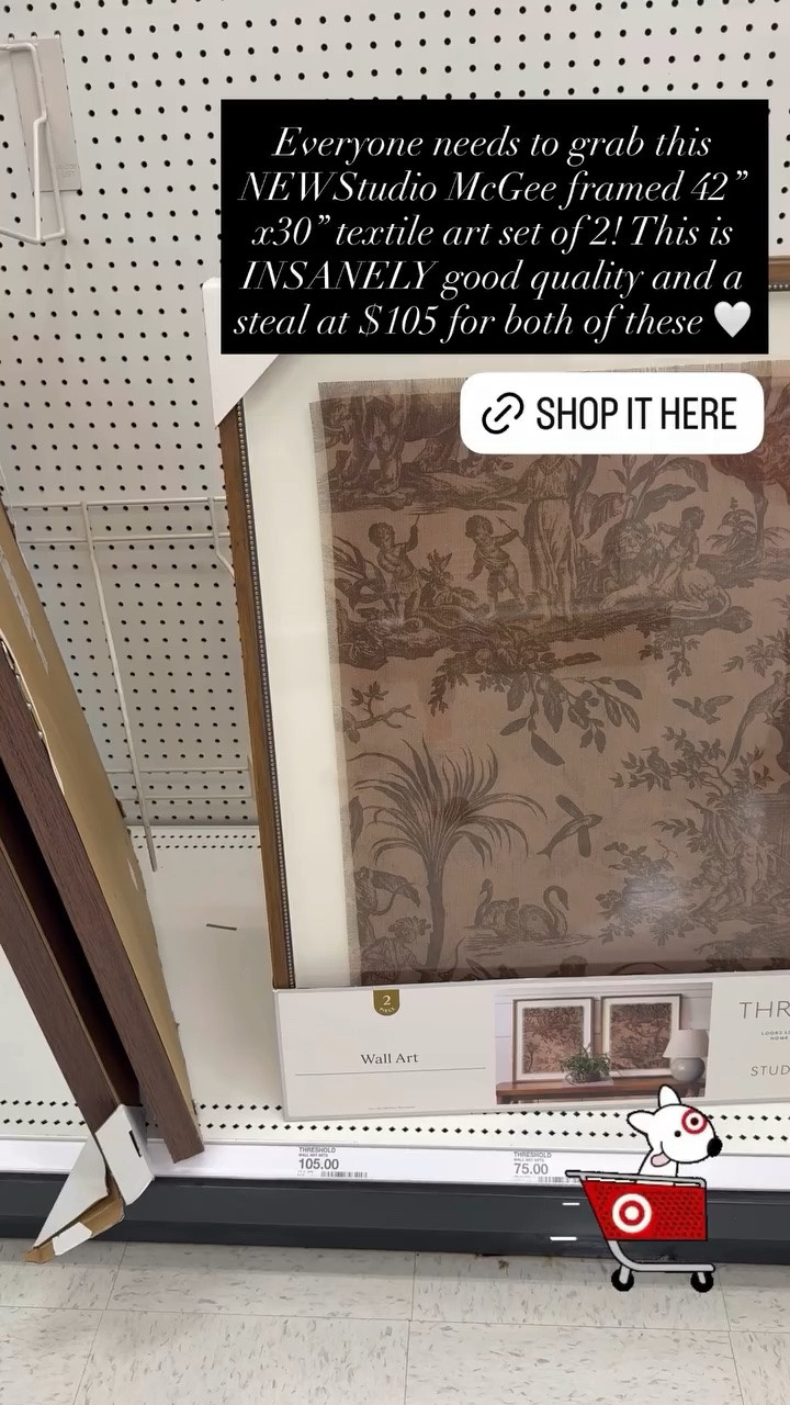 Everyone needs to grab this NEWS Studio McGee framed 42”x30” textile art set of 2! This is INSANELY good quality and a steal at $105 for both of these 🤍