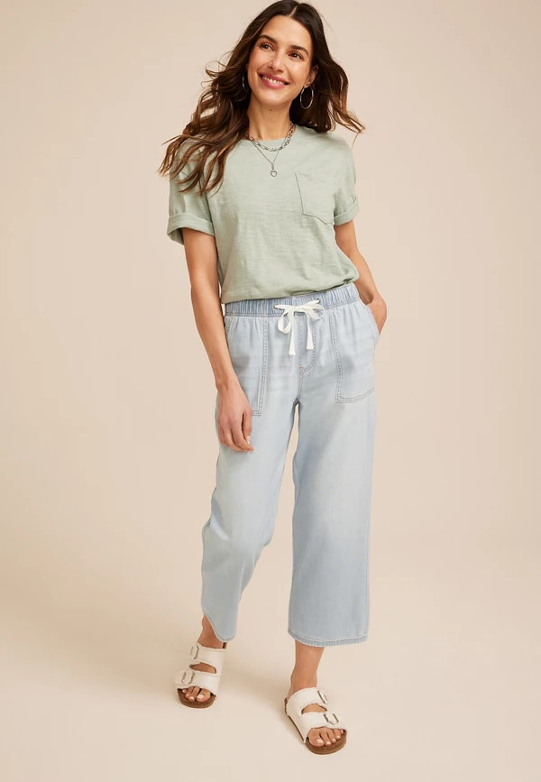 m jeans by maurices™ High Rise Light Soft Straight Cropped Jean | Maurices