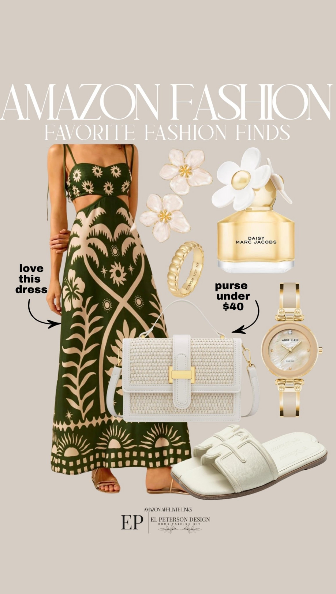 Amazon Fashion
Dress
Perfume
Earrings
Watch
Ring
Sandals
Purse 