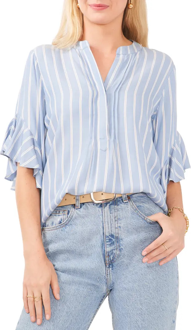 Stripe Ruffle Sleeve Blouse | Nordstrom