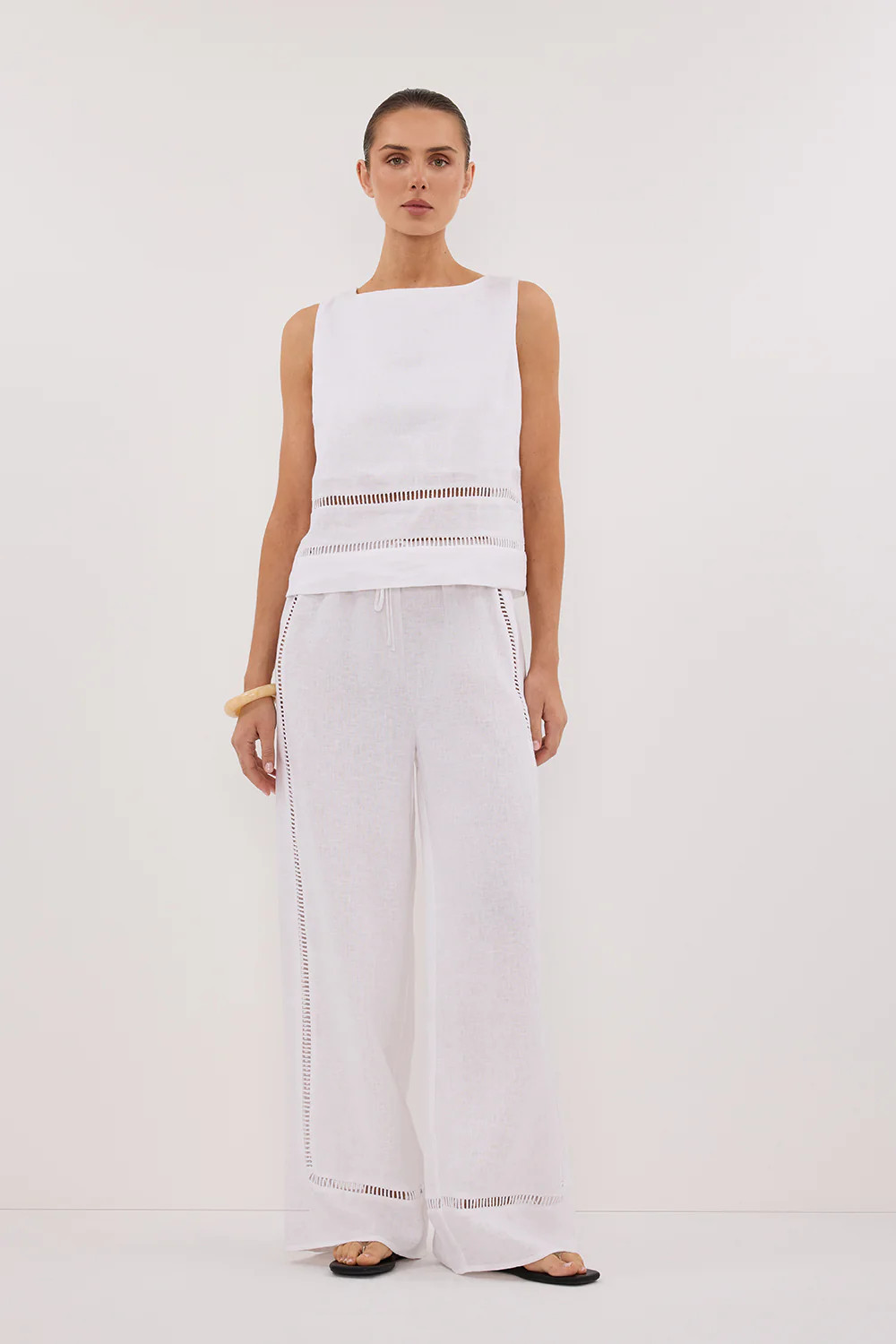 LINDSAY WHITE LINEN PANT | DISSH