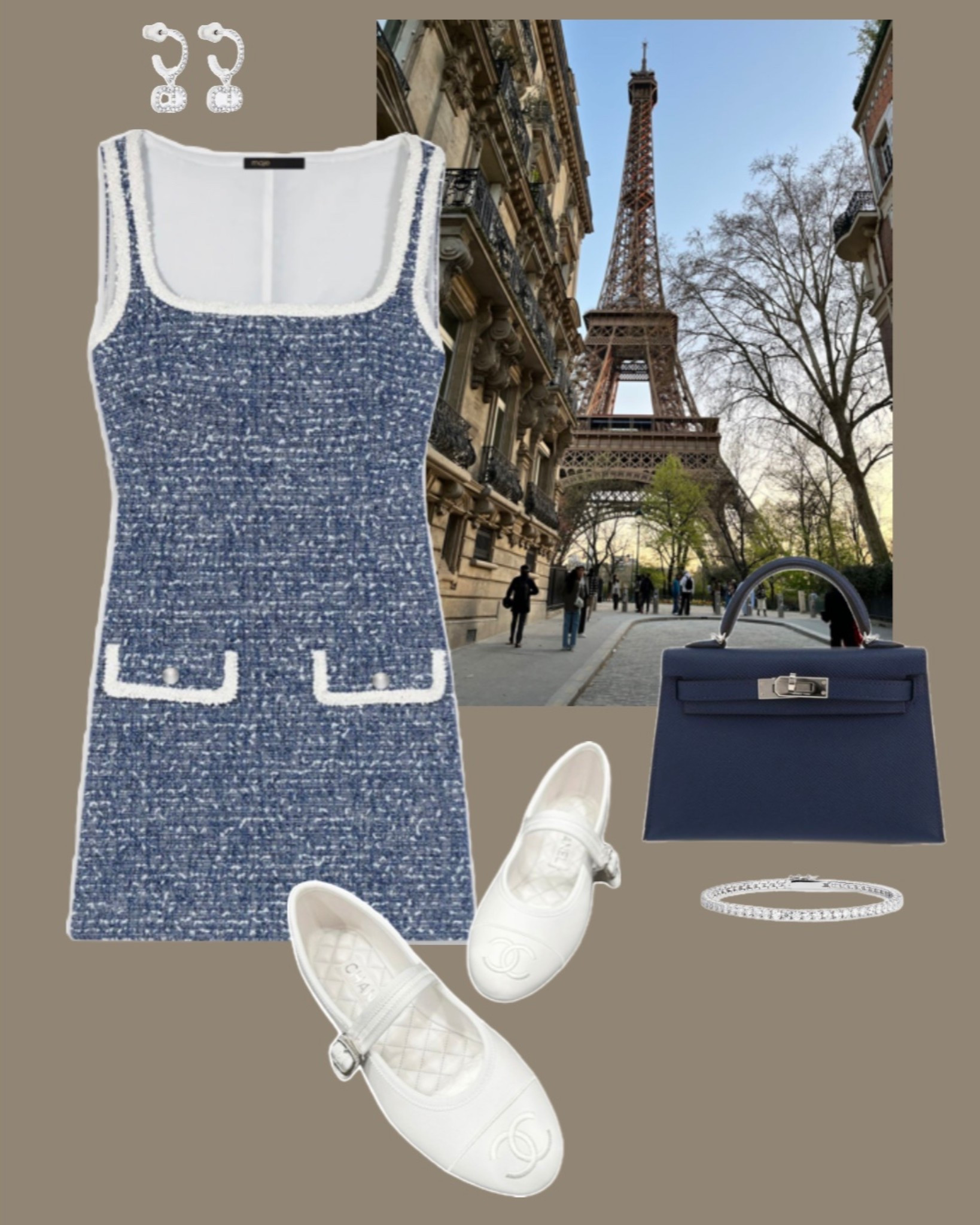 Paris outfit, tweed dress 