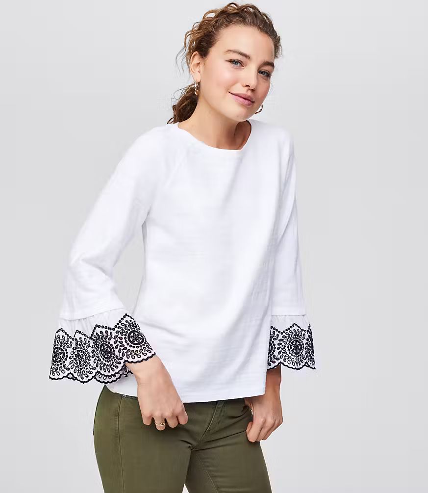 Eyelet Cuff Sweatshirt | LOFT