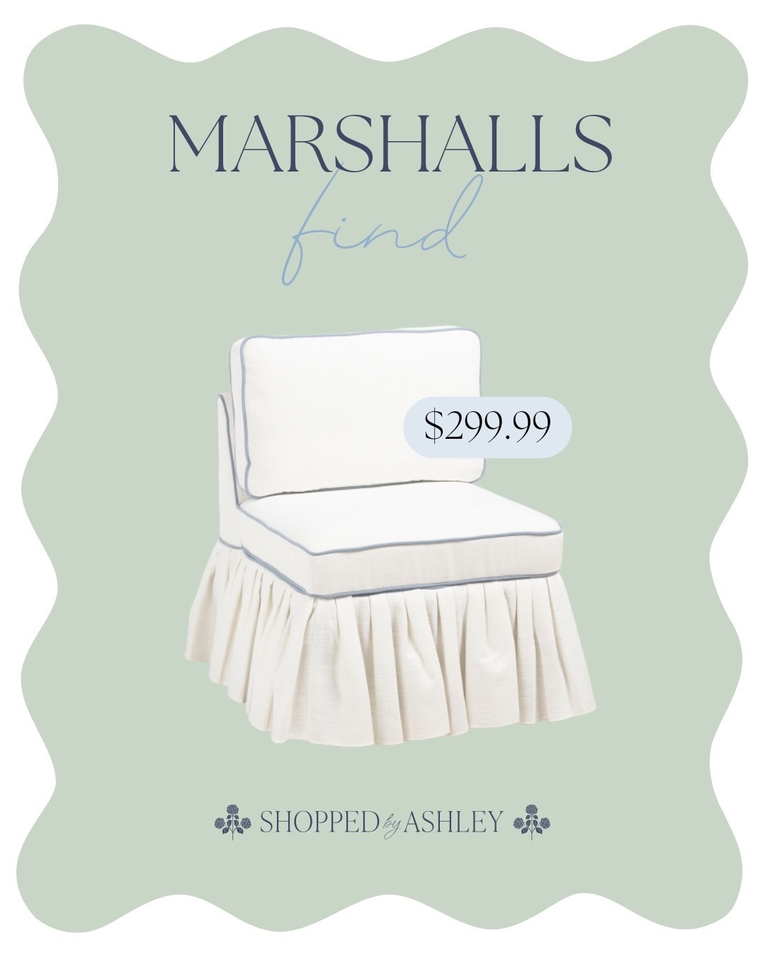 New ruffle skirt accent chair! These have been so popular. Perfect for a Grandmillennial home!

Lillian August chair, Marshalls find, TJ Maxx find, HomeGoods find, blue and white chair, Grandmillennial decor 

#LTKHome