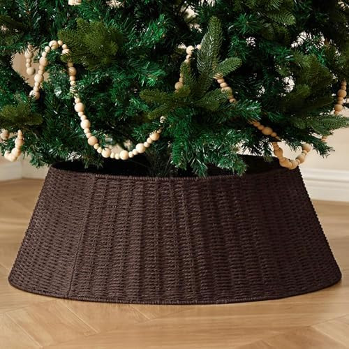 Rustic Farmhouse Christmas Tree Collar - 28Inch Woven Wicker Tree Base Stand Cover for Artificial... | Amazon (US)