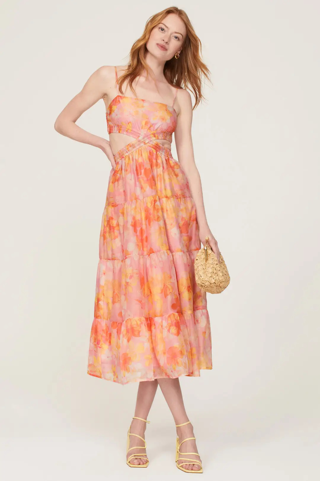 Louna Orange Floral Dress | Rent the Runway