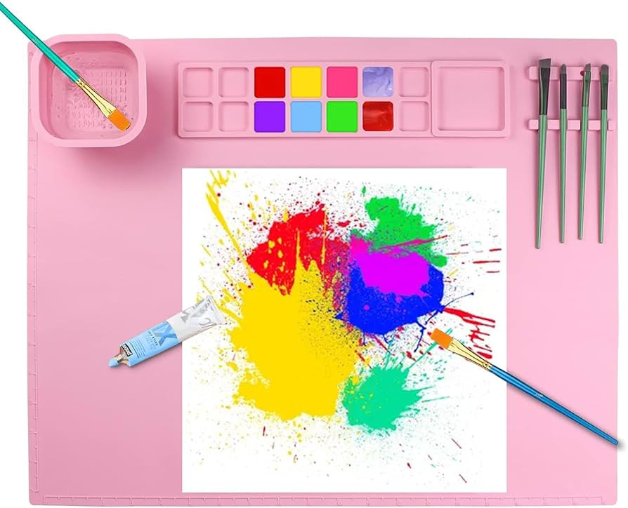 SHANDERBAR Silicone Painting Mat for Kids, Silicone Craft Mat with Foldable Cleaning Cup,Non-Stic... | Amazon (US)