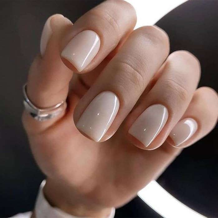 Modelones White Press on Nails, Short Square Fake Nails, Reusable Nail Kit with Nail Glue Adhesiv... | Amazon (US)