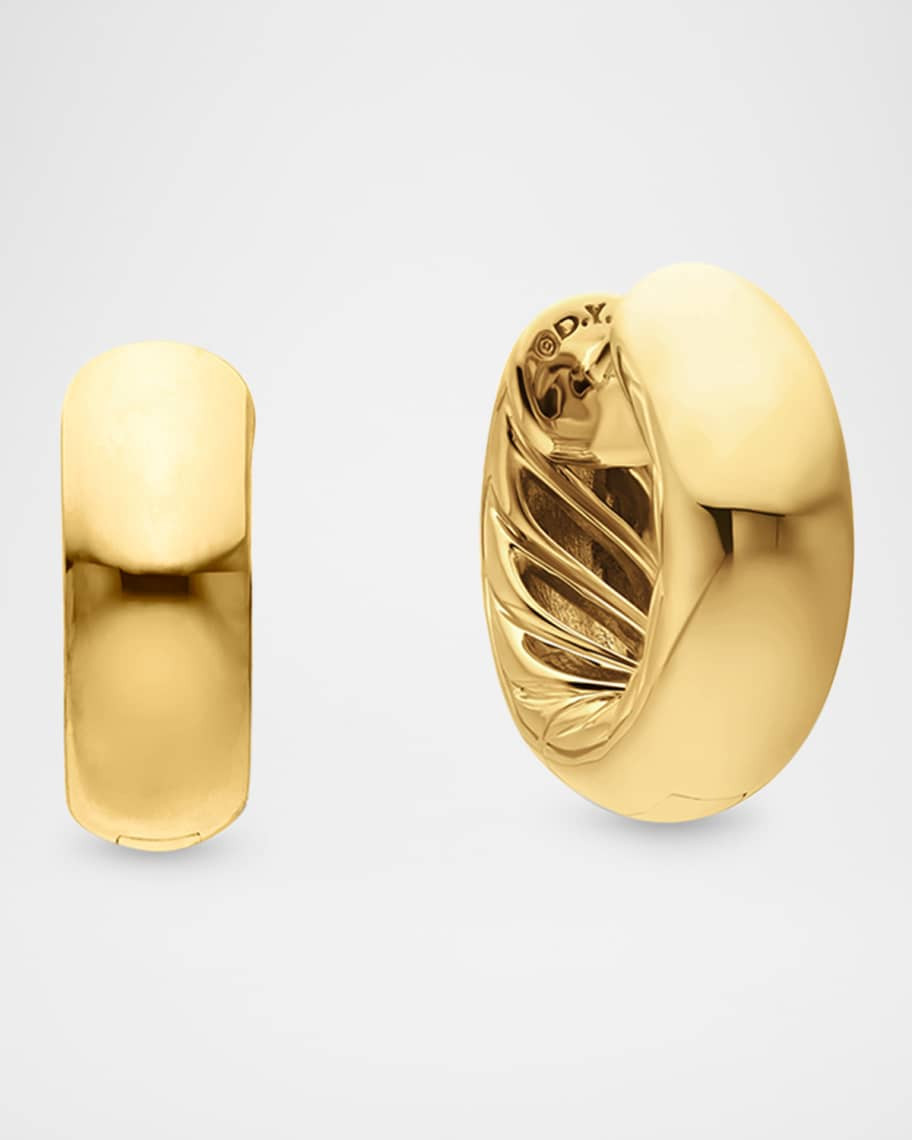 David Yurman Sculpted Cable Huggie Hoop Earrings in 18K Gold, 4.9mm, 0.5"L | Neiman Marcus
