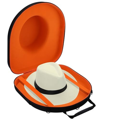 Macoda Hat Holder for Travel – Travel Hat Case with Tablet Pocket, Hat Box Travel, Carrier Case for Travel Protects up to 2-Equipped with a Carrying Handle, Shoulder & Luggage Strap (Orange) | Amazon (US)