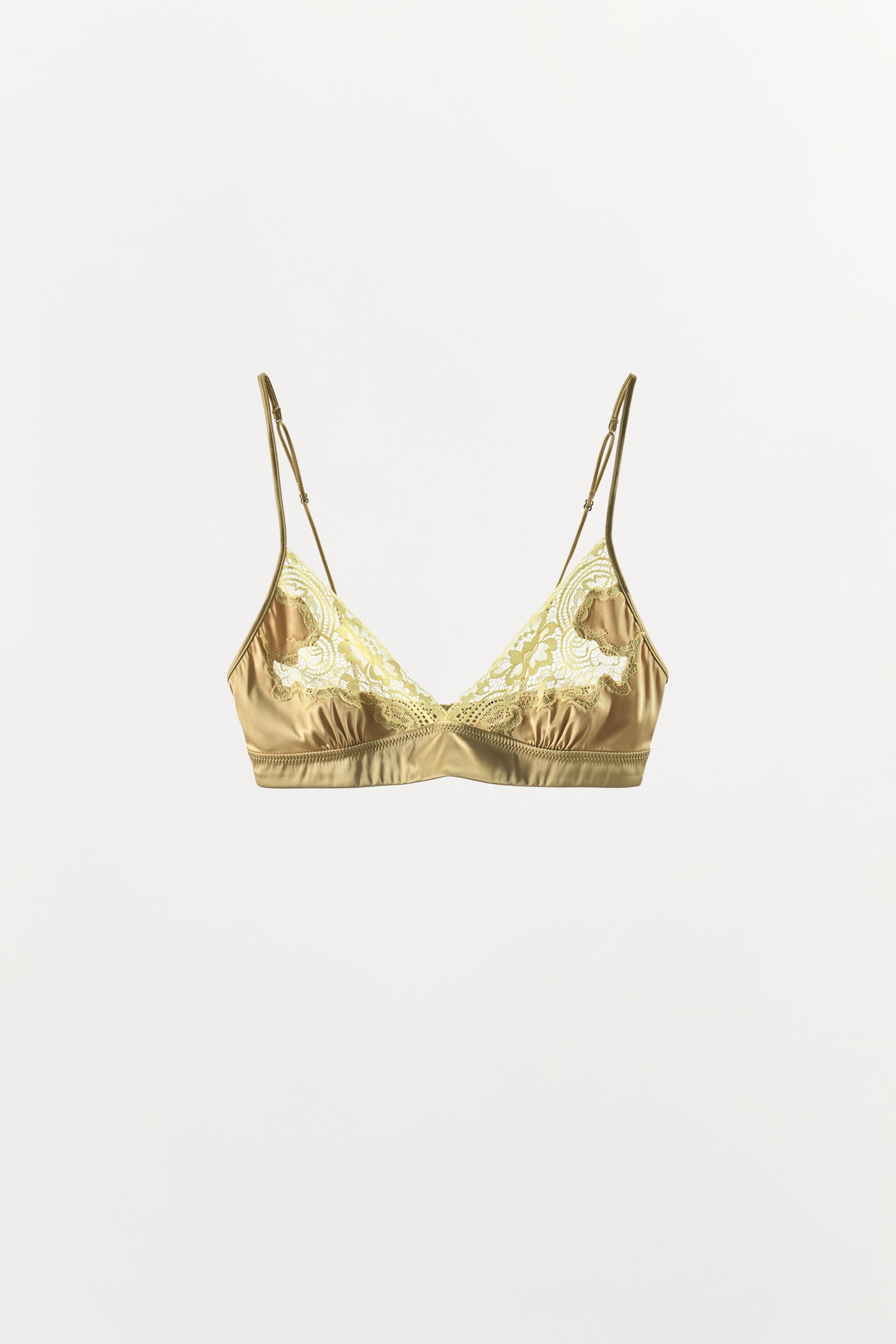 SATIN TRIANGLE BRA WITH LACE | Zara UK