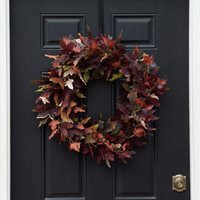 Maroon Maple Leaf Front Door Fall Wreath | Etsy (US)