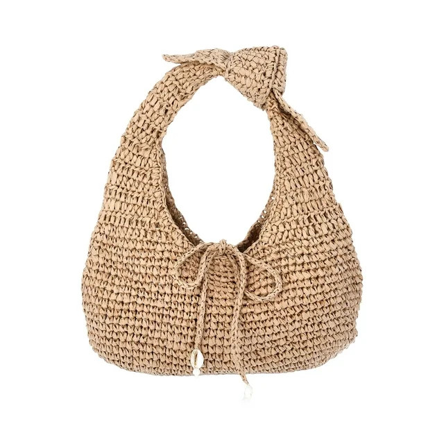 Time and Tru Women's Top Knot Crescent Shoulder Handbag, Natural | Walmart (US)