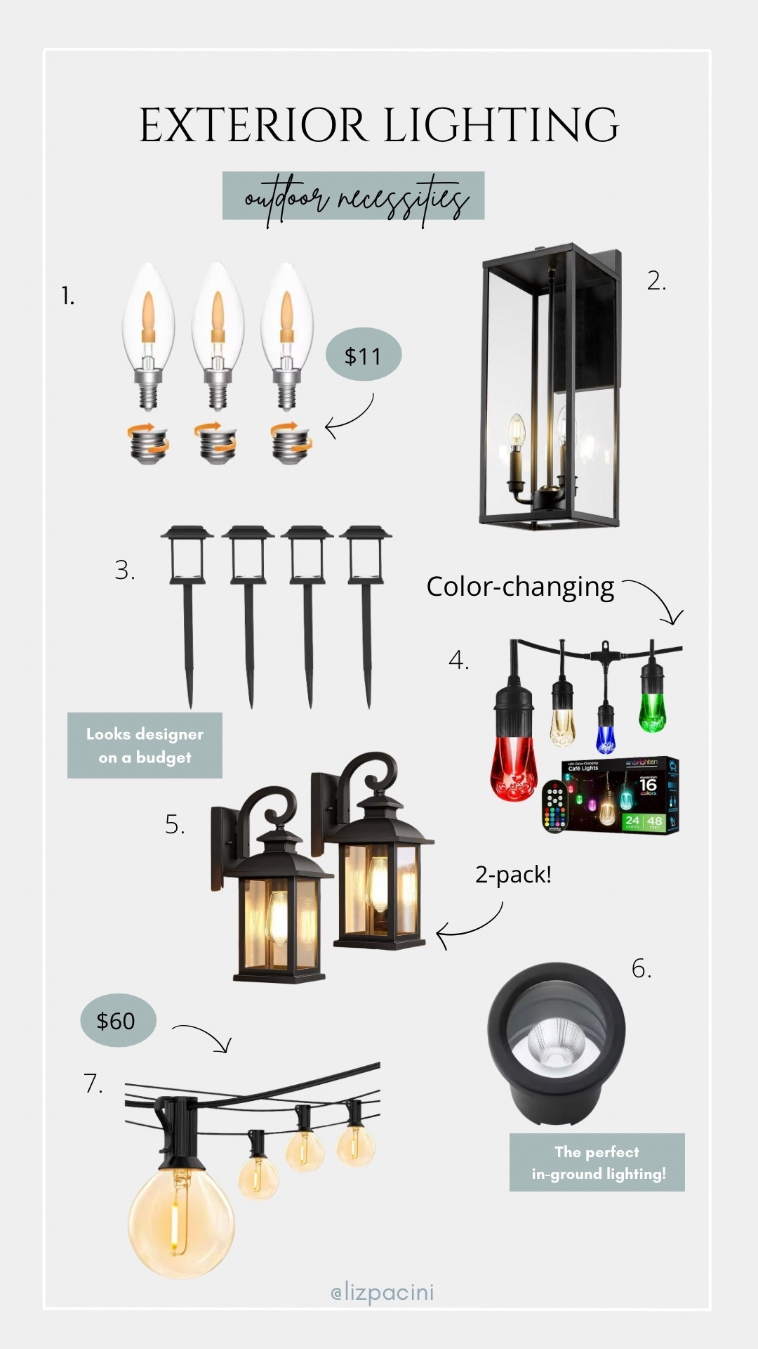 Exterior Lighting 💡

outdoor lights, outdoor lighting, exterior lighting, twinkle lights, wall sconces 

#LTKFindsUnder100 #LTKSeasonal #LTKHome