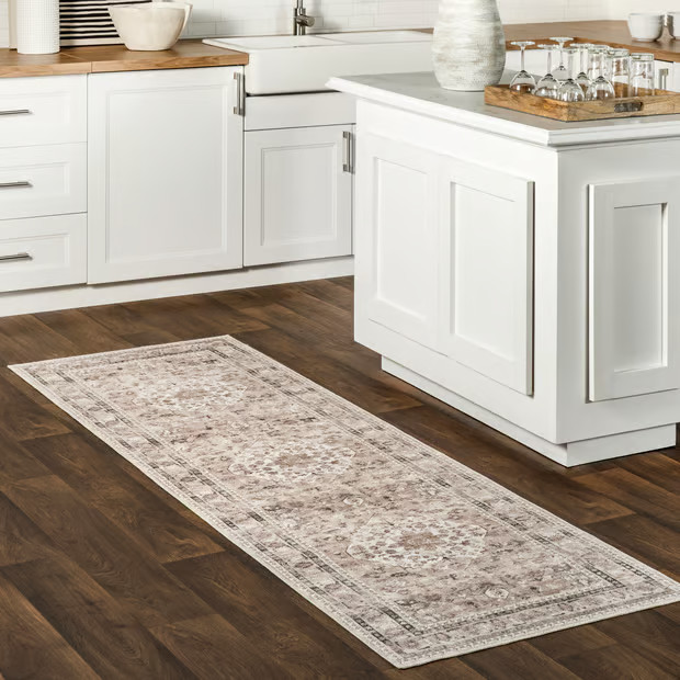 Taupe Keyara Washable Stain Resistant 3' x 5' Area Rug | Rugs USA