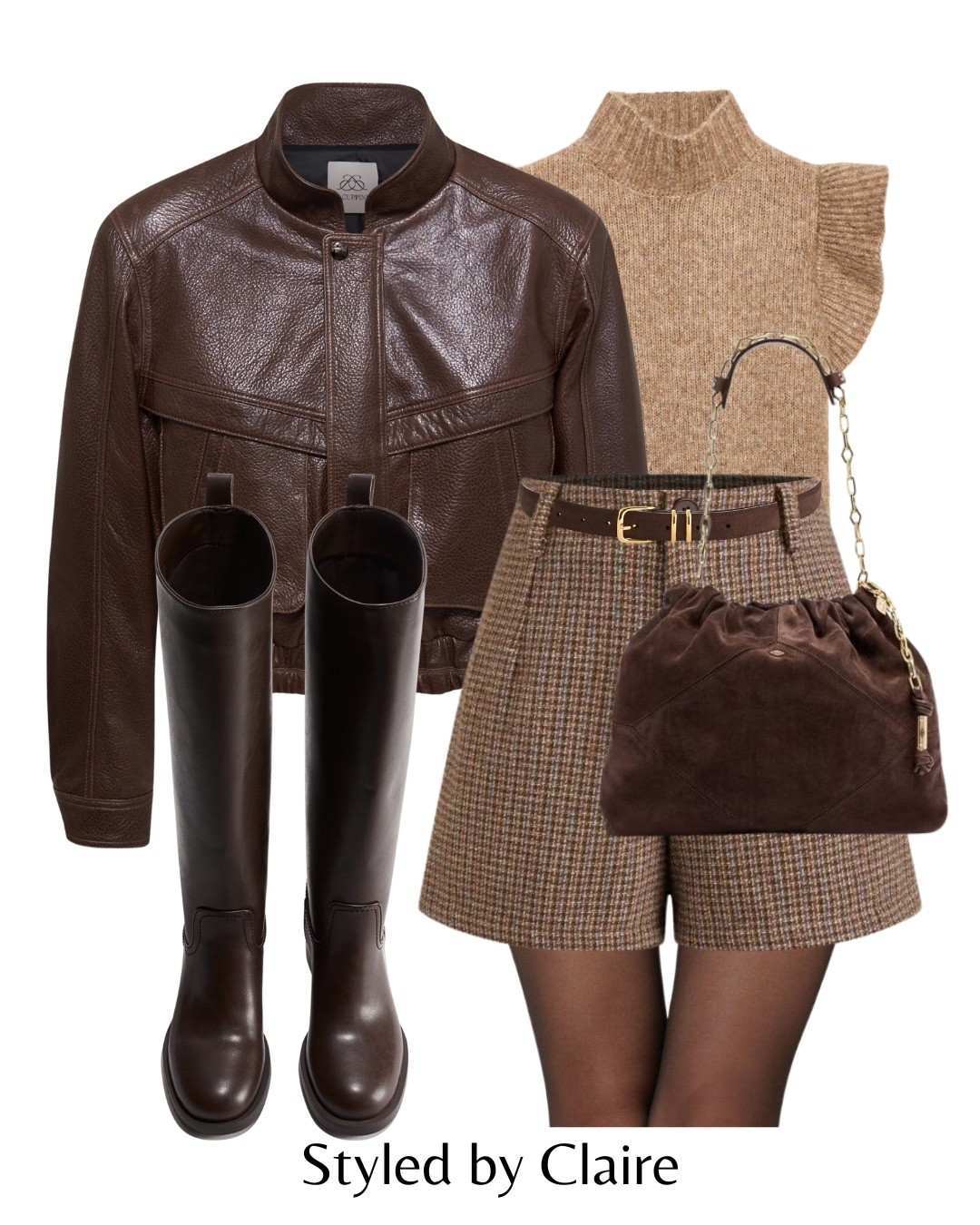 BROWN LEATHER JACKET🤎
Tags: real cropped oversized style knee high faux boots H&M turtleneck knit beige tweed herringbone checked shorts suede belt bag fashion autumn winter transitional inspo outfit ideas chic women’s style Parisian city break capsule wardrobe 

#LTKstyletip #LTKshoes #LTKautumn