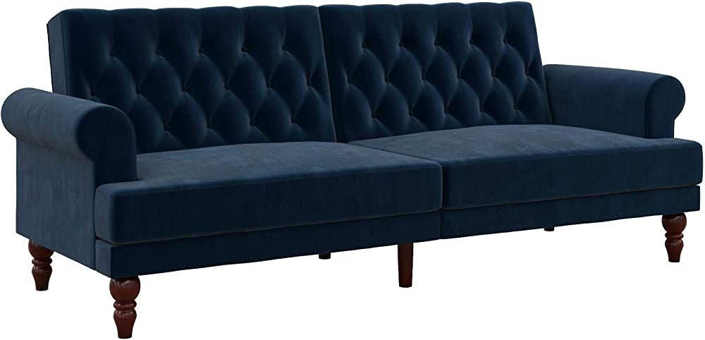 Novogratz 2342679N Upholstered Cassidy, Convertible Sofa Bed, Blue Velvet Futon | Amazon (US)