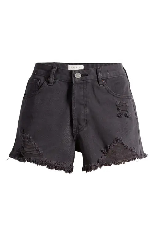 PacSun Festival Destroyed High Waist Denim Shorts in Black at Nordstrom, Size 30 | Nordstrom
