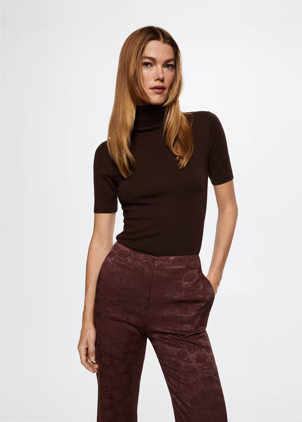 Jacquard fluid trousers -  Women | Mango USA | MANGO (US)