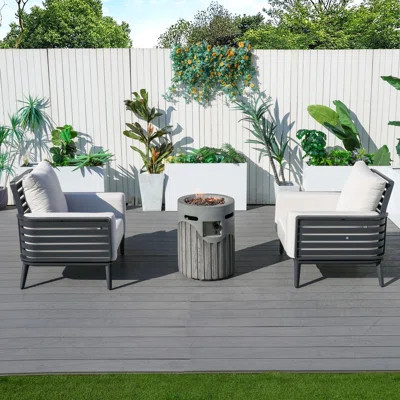 3-Piece Patio Furniture Set With Fire Pit | Wayfair North America