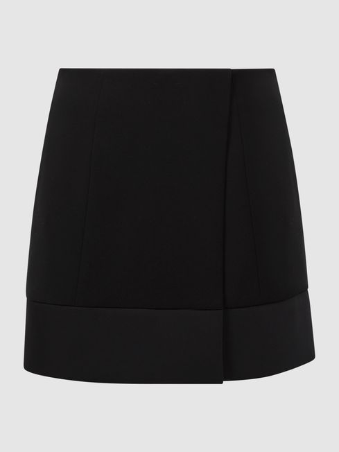 Reiss Black Ruby Satin Trim Mini Skirt | Reiss UK