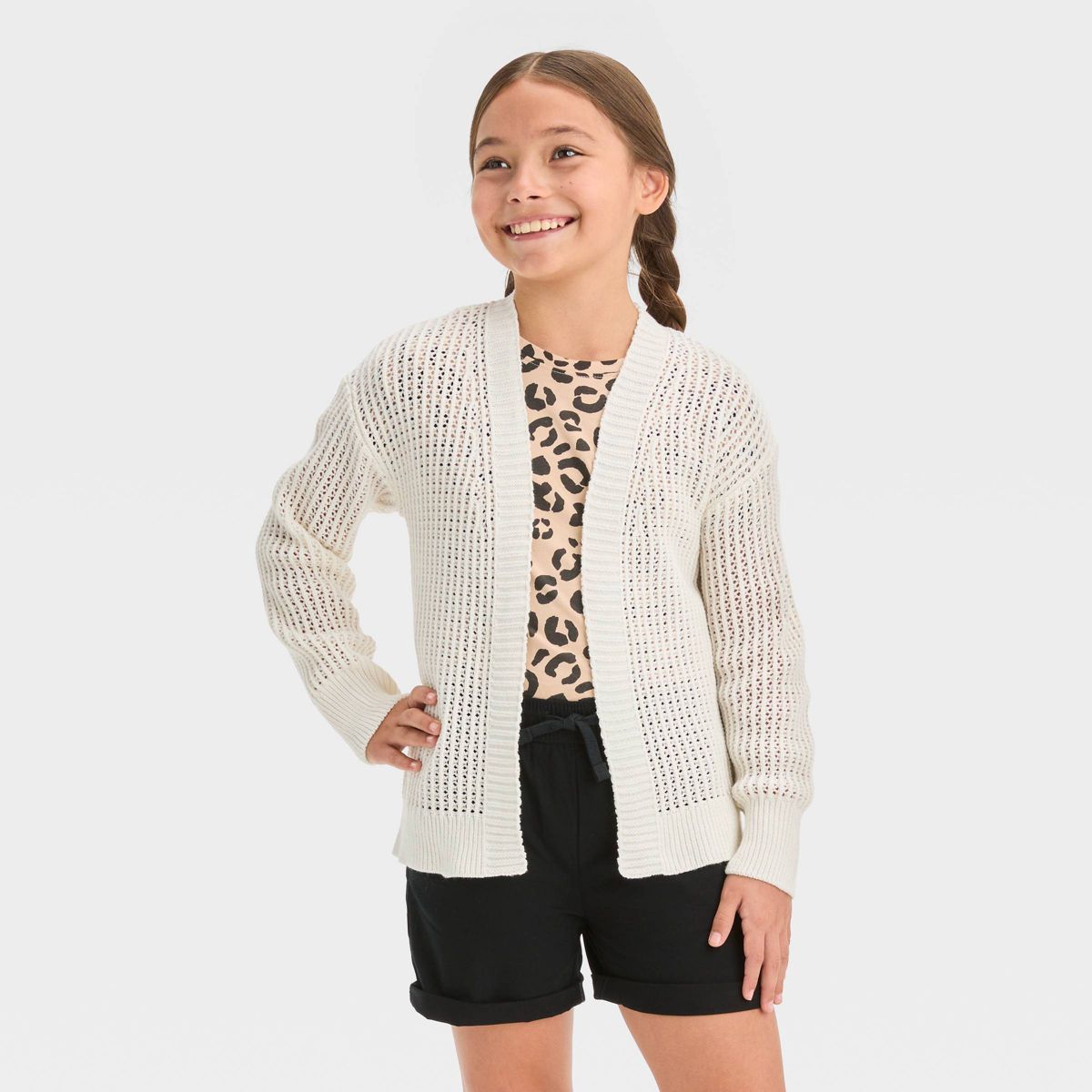 Girls' Long Sleeve Open Sweater - Cat & Jack™ | Target