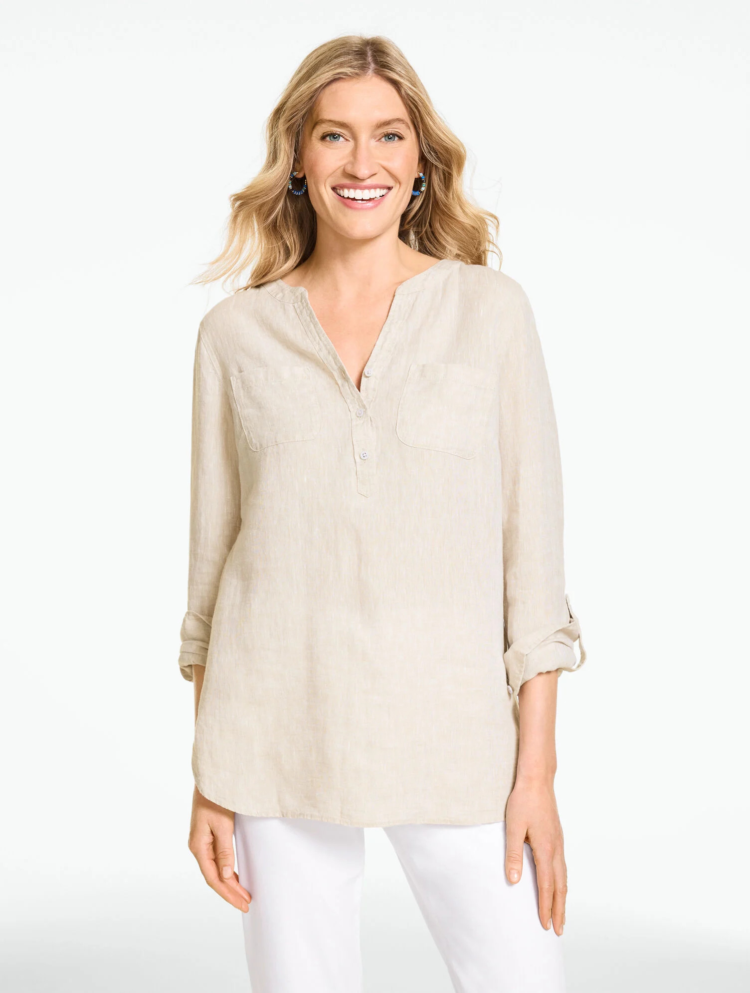 Linen Camp Shirt - Cross Dye | Talbots
