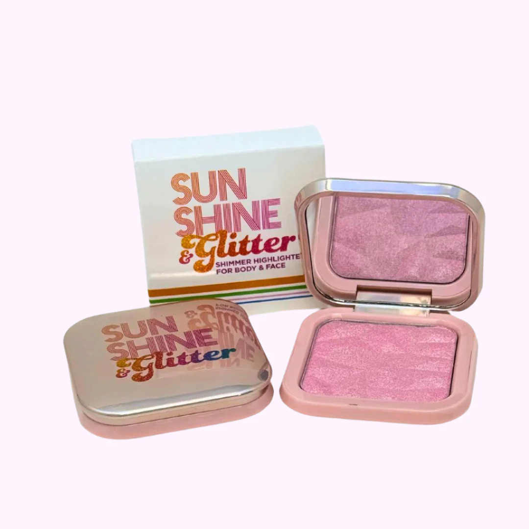 Sunshine & Glitter Highlighter Shimmer Compact - Pretty in Pink | Sunshine & Glitter
