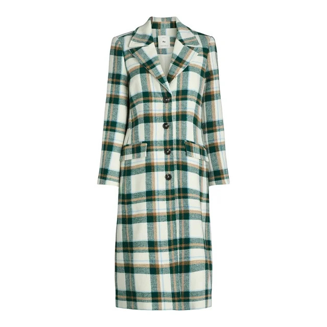 Free Assembly Women’s and Women's Plus  Plaid Wool Blend Long Coat, Sizes XS-4X | Walmart (US)