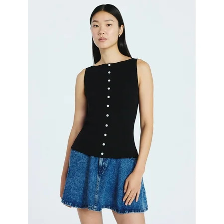 Scoop Women s Sleeveless Button Front Cardigan Sweater Lightweight Sizes XS-XXL | Walmart (US)