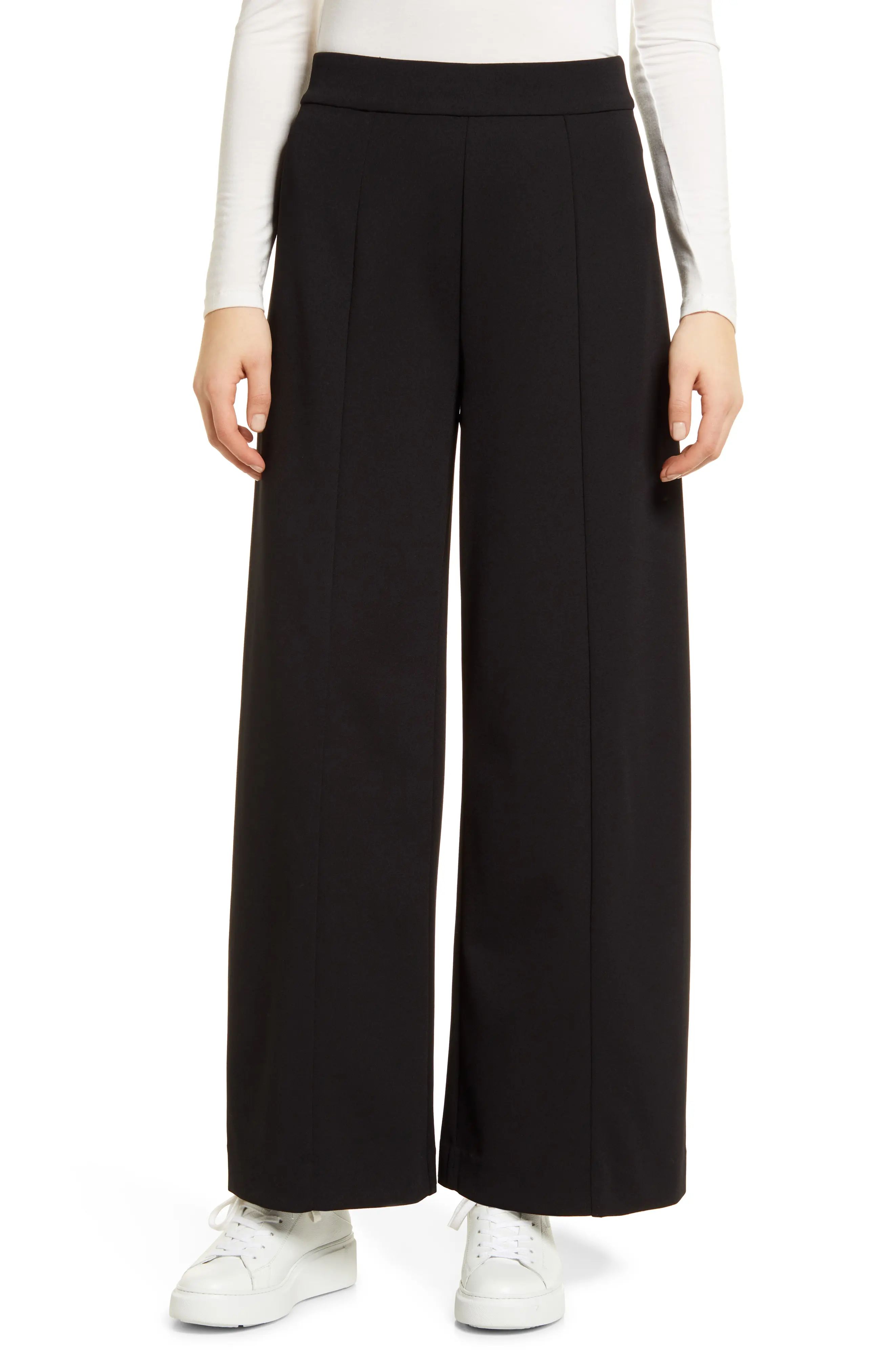 Nordstrom Seamed Wide Leg Pants in Black at Nordstrom, Size Large | Nordstrom