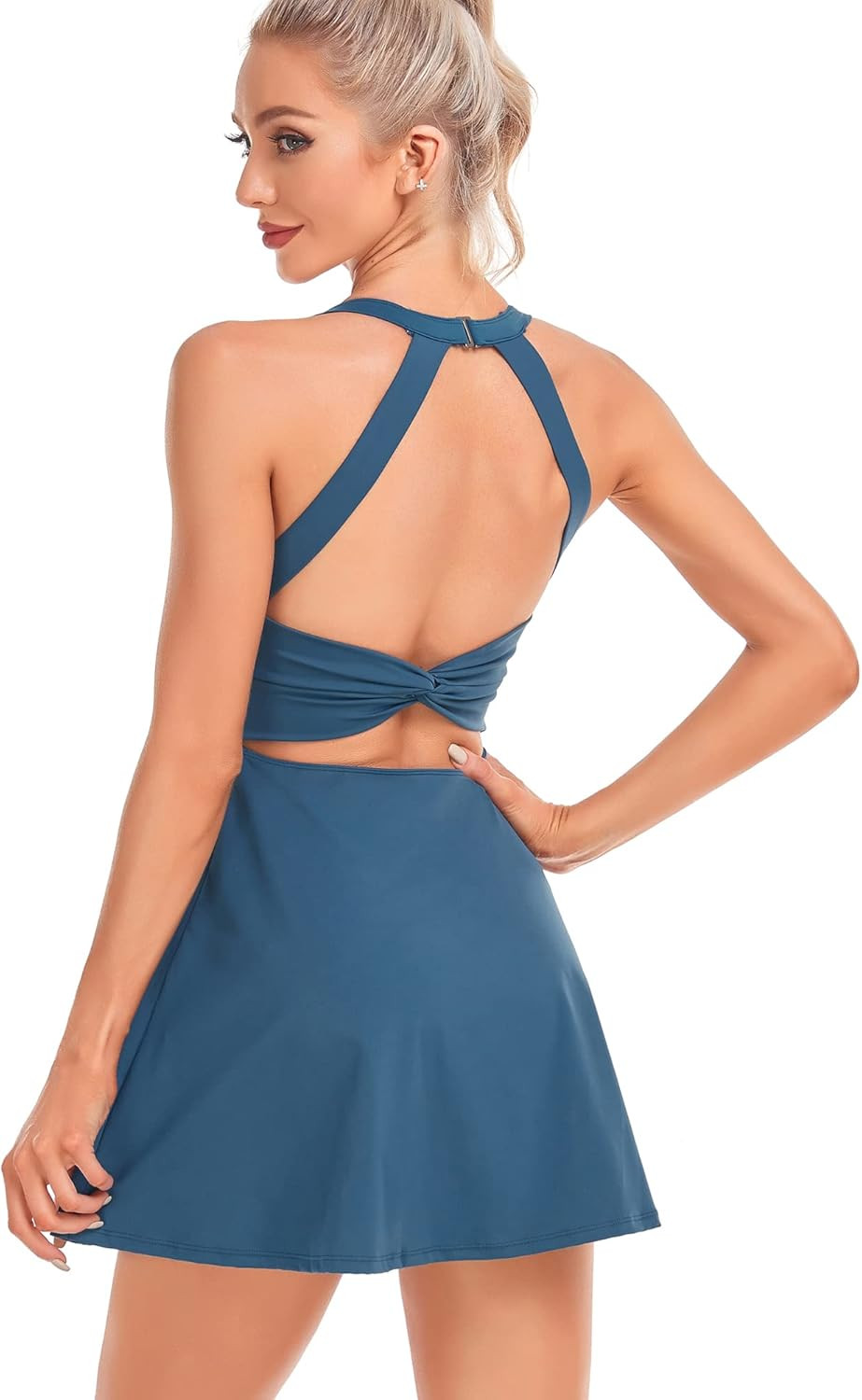 Womena Summer Cut Out Twisted Tennis Dress with Built in Shorts and Bra Workout Dress Golf Athlet... | Amazon (US)